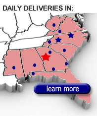 Courier service locations in the eastern United States.